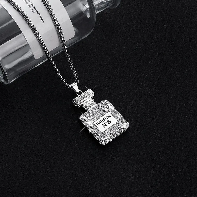 Perfume Bottle Pendant Necklace For Women Party Jewelry
