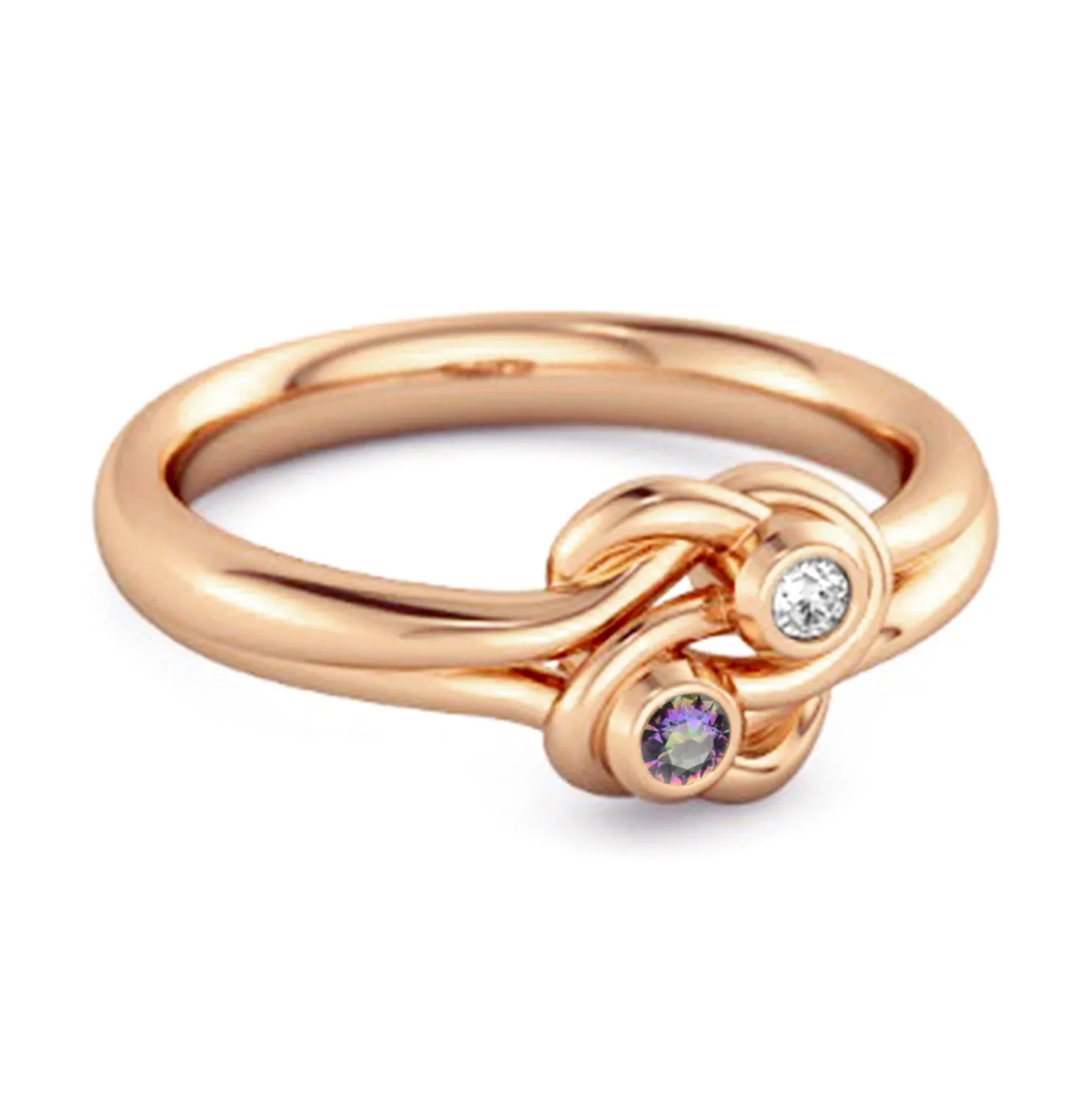 Personalized Love Knot 0.02 Ctw Mystic Topaz 925 Silver Commitment Ring