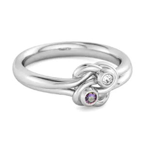 Personalized Love Knot 0.02 Ctw Mystic Topaz 925 Silver Commitment Ring