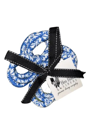 petit fleur-de-lis china blue printed cloth napkin rings