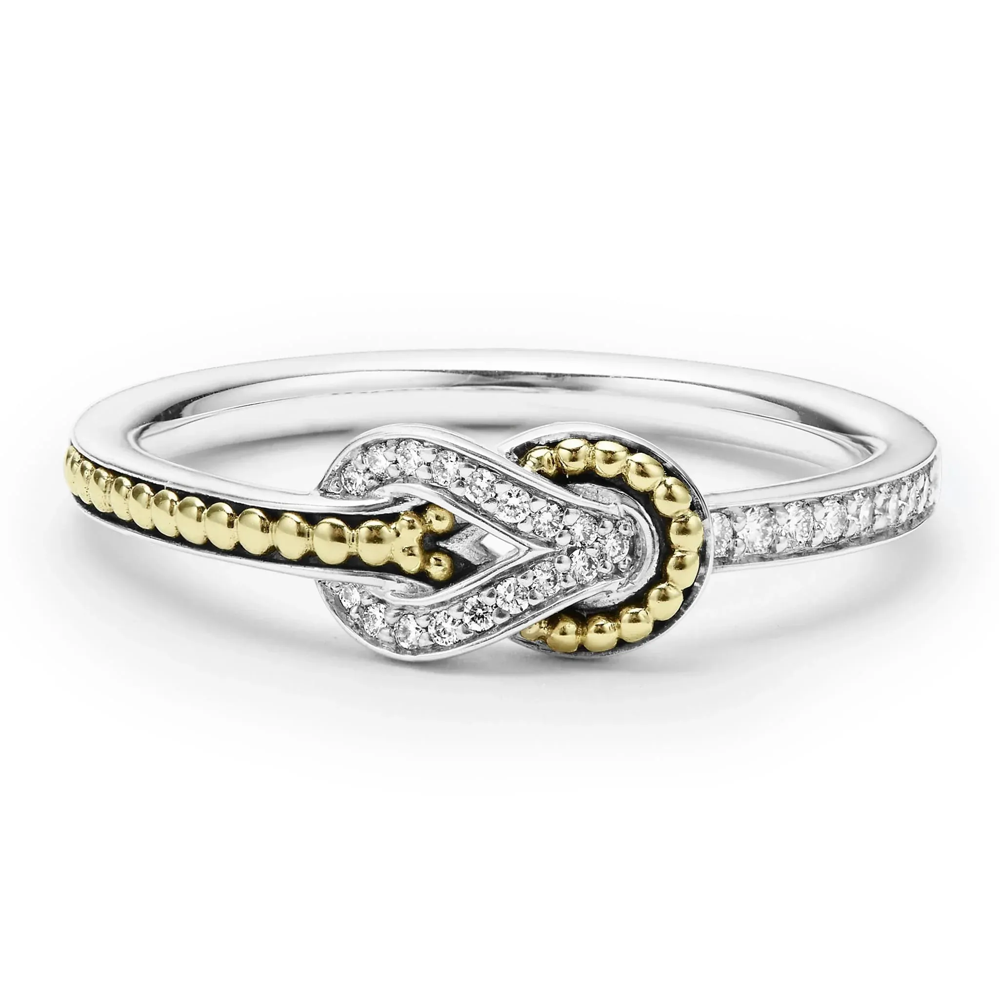 Petite Two-Tone Knot Diamond Ring