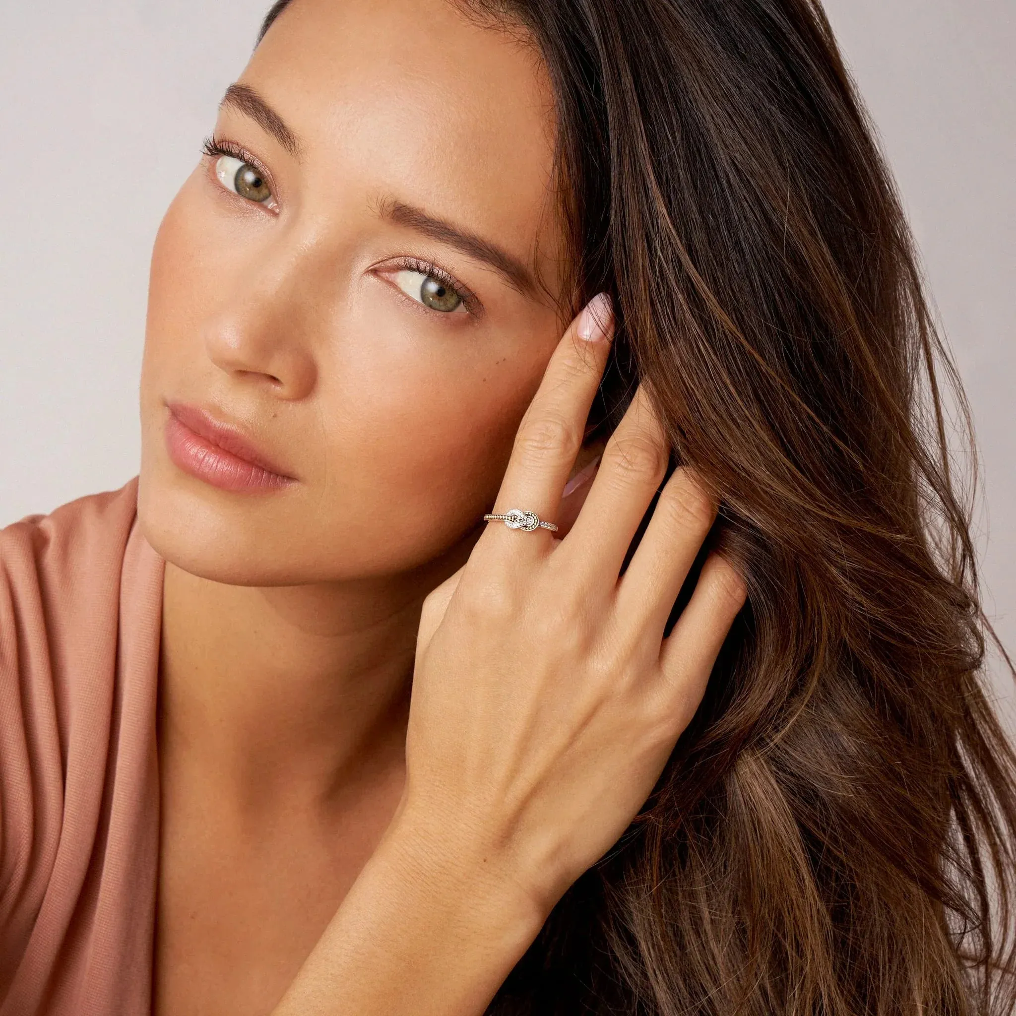 Petite Two-Tone Knot Diamond Ring