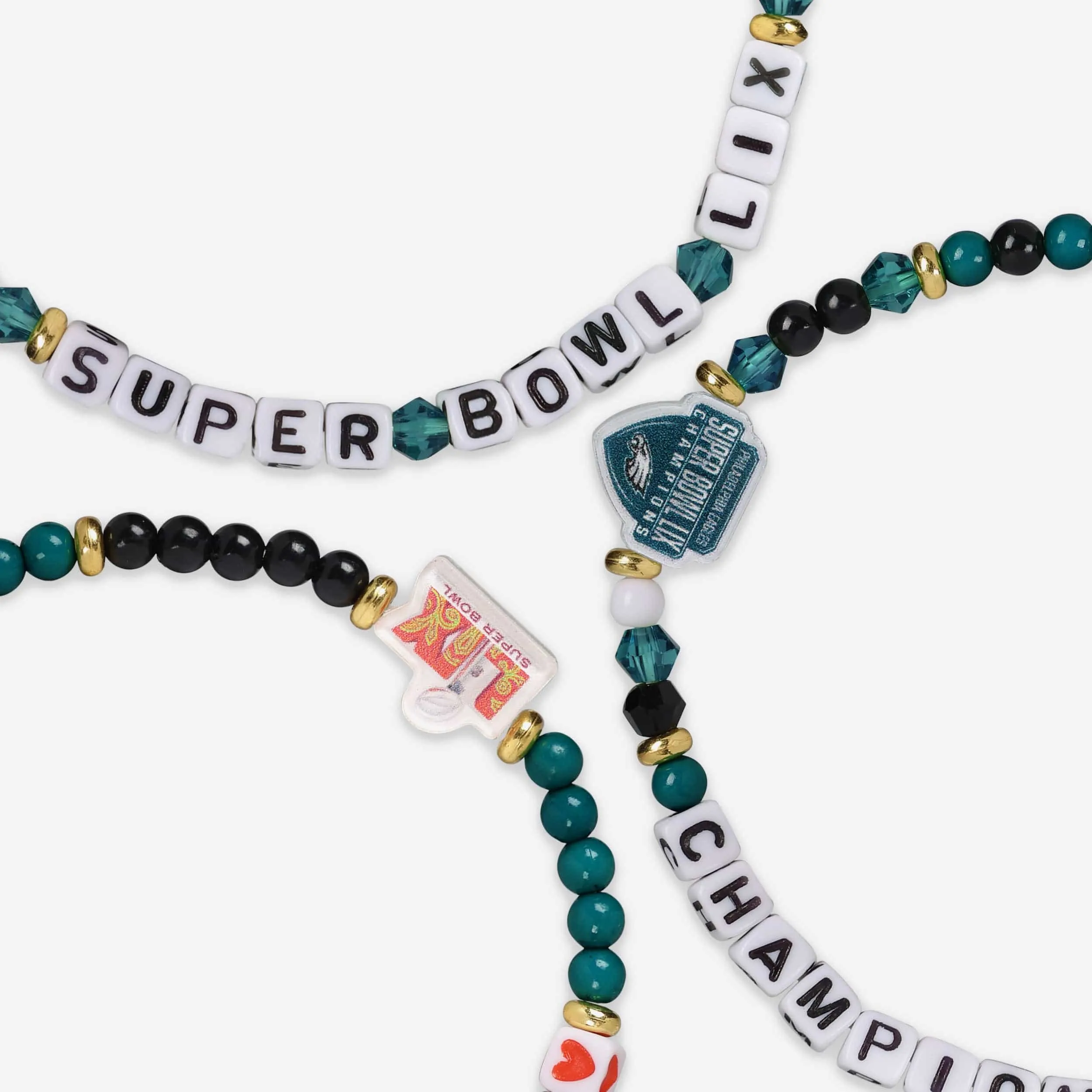 Philadelphia Eagles Super Bowl LIX Champions 3 Pack Friendship Bracelet