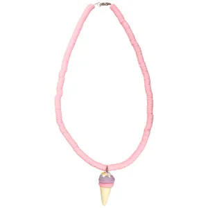 Pink Beaded Necklace with Purple Ice Cream