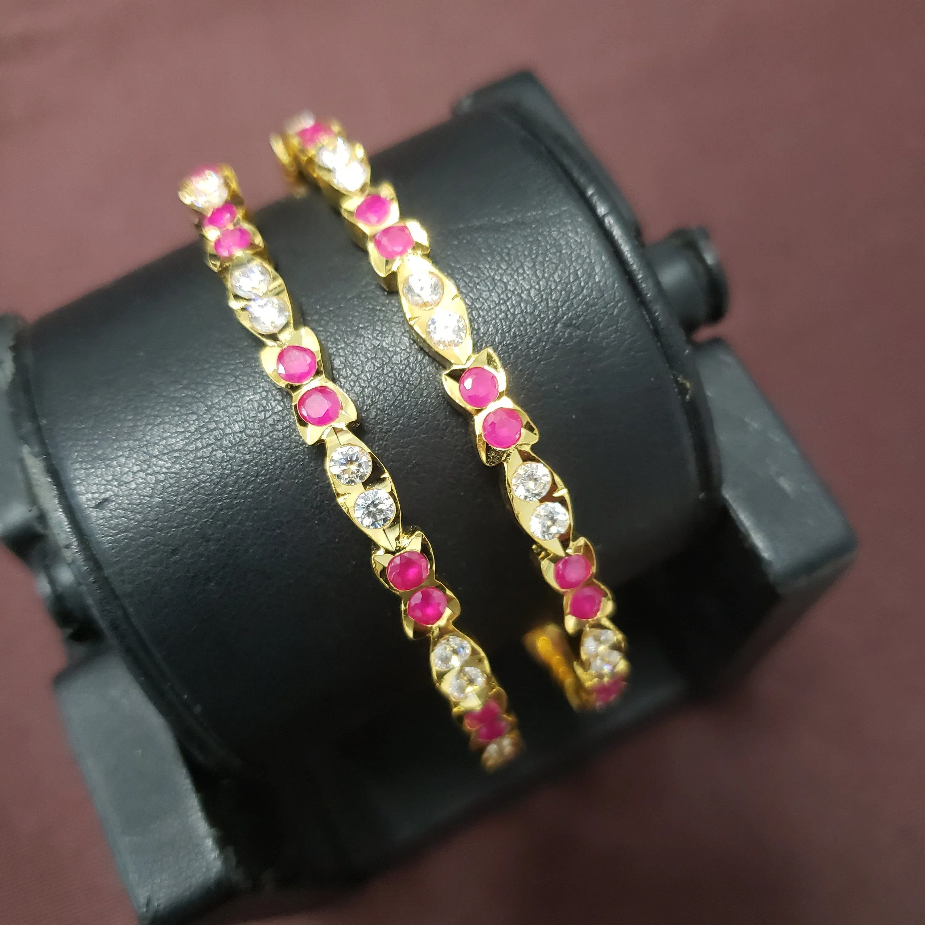 pink stones bangles