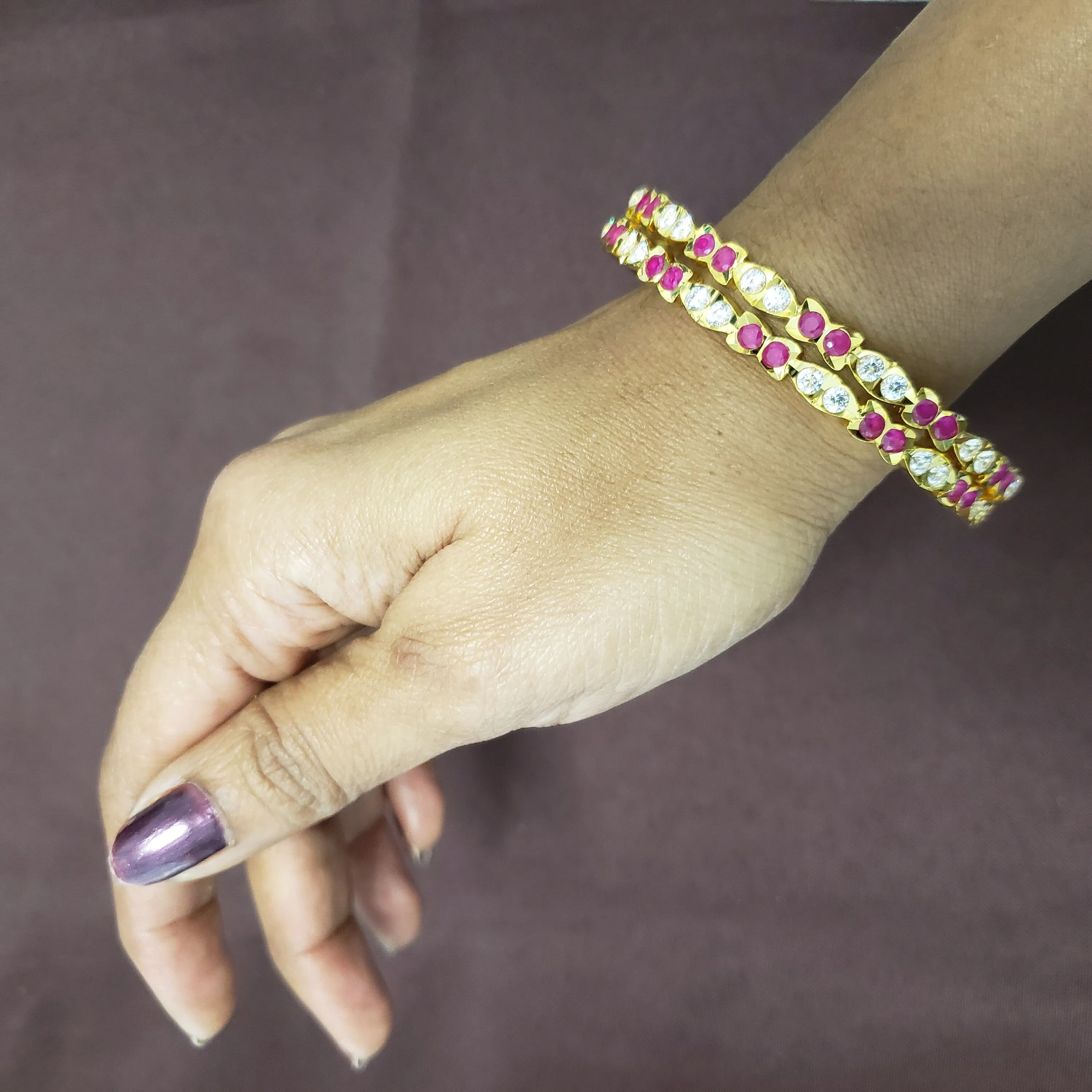 pink stones bangles