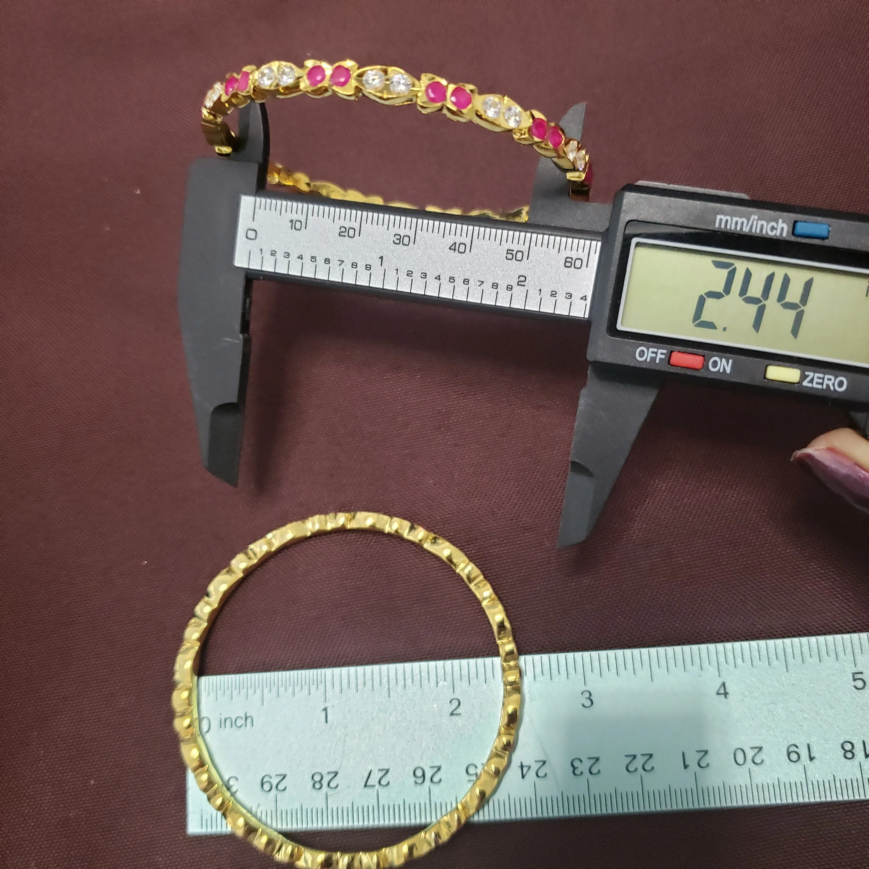 pink stones bangles