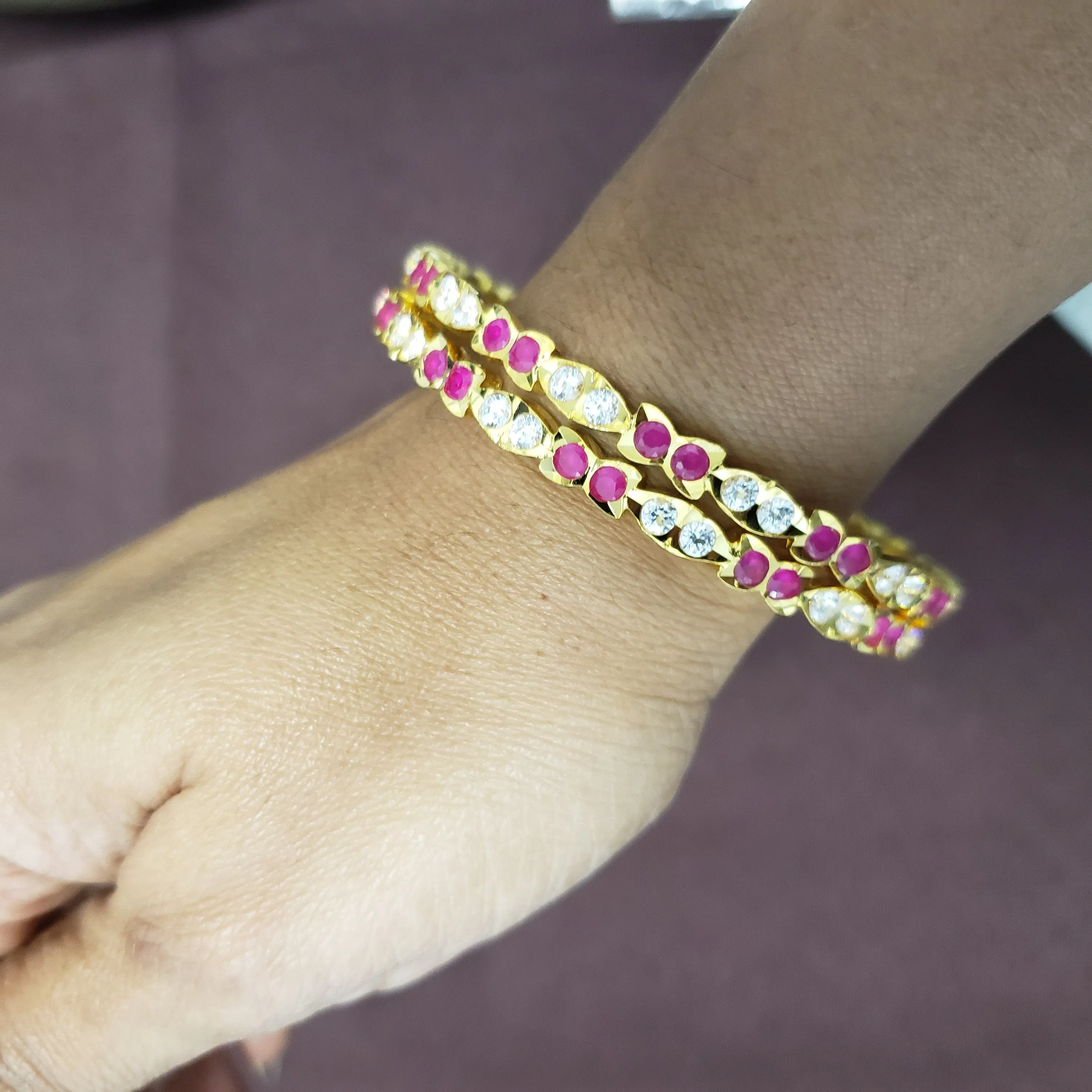 pink stones bangles