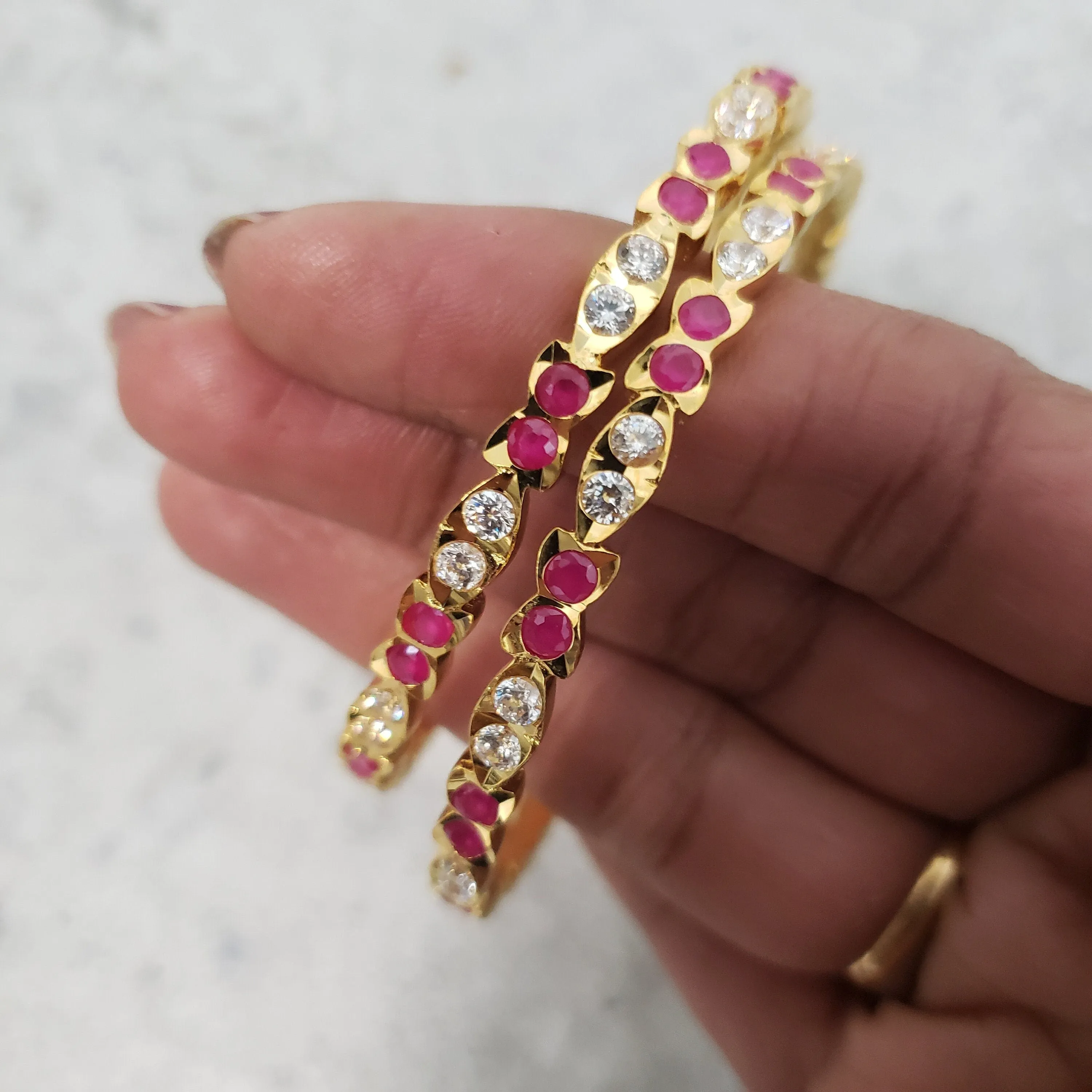 pink stones bangles