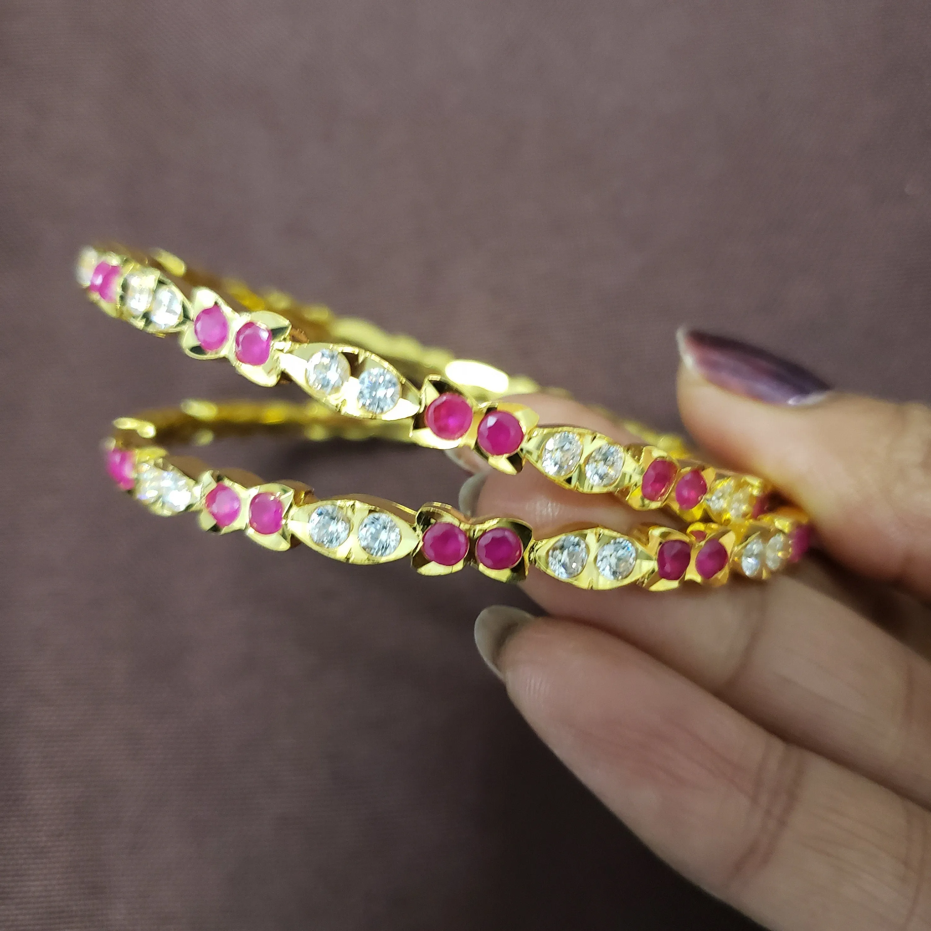pink stones bangles