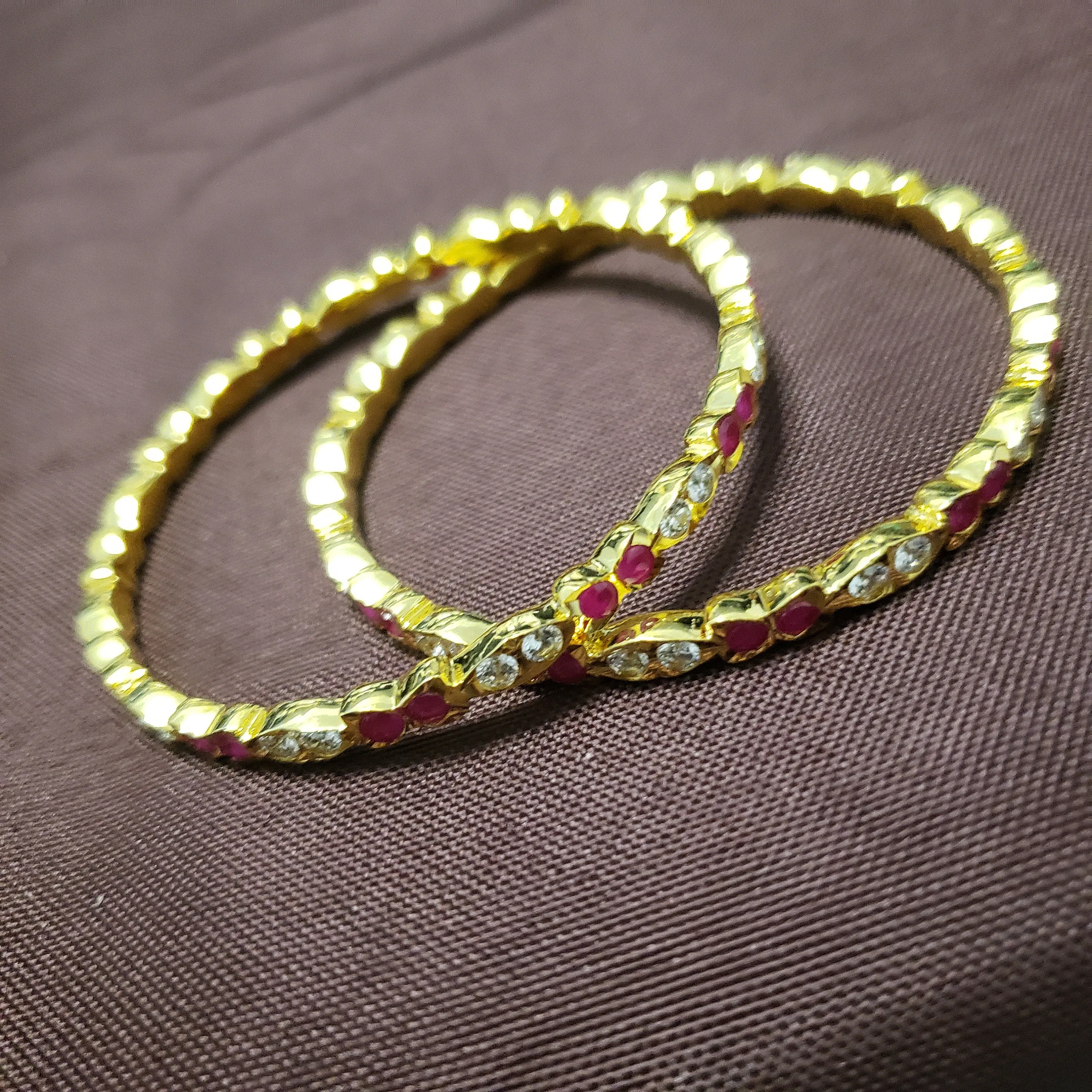 pink stones bangles