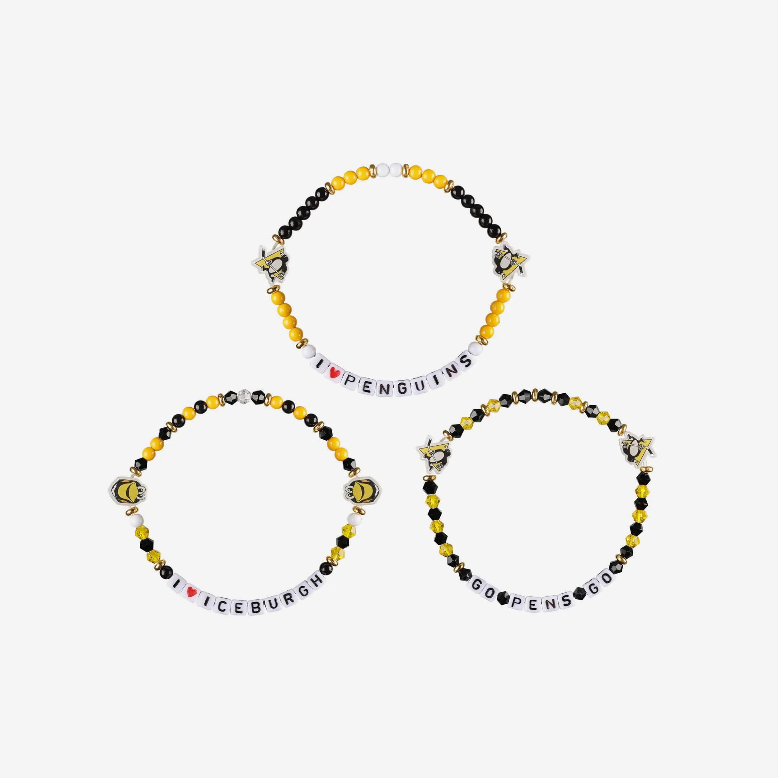 Pittsburgh Penguins 3 Pack Friendship Bracelet