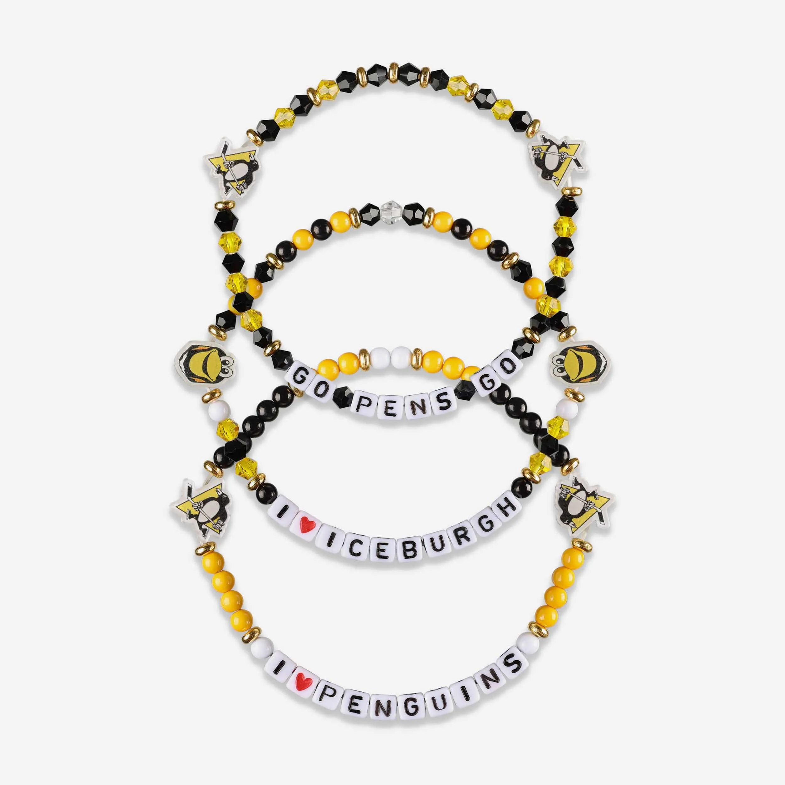 Pittsburgh Penguins 3 Pack Friendship Bracelet