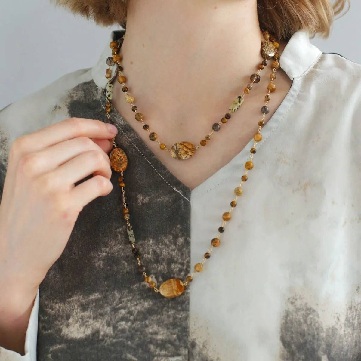 Planet Trail Natural Stone Necklace
