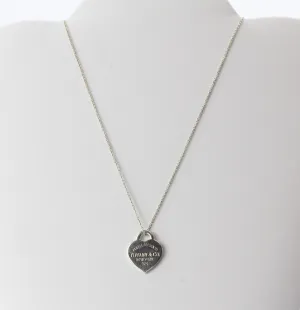 Please Return to Tiffany & Co New York Sterling Silver Heart Tag Necklace