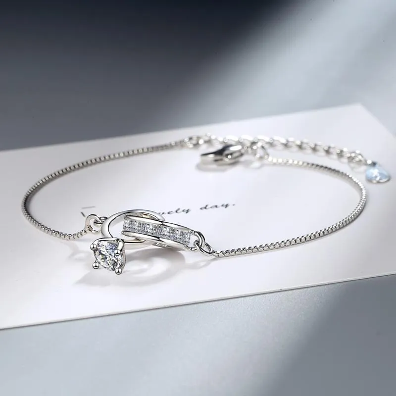 Premium Quality Silver Color Luxury Zircon Charm Bracelet & Bangle Fashion Party Wear Bracelet for Women & Girls