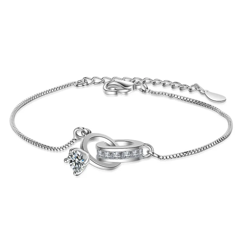 Premium Quality Silver Color Luxury Zircon Charm Bracelet & Bangle Fashion Party Wear Bracelet for Women & Girls