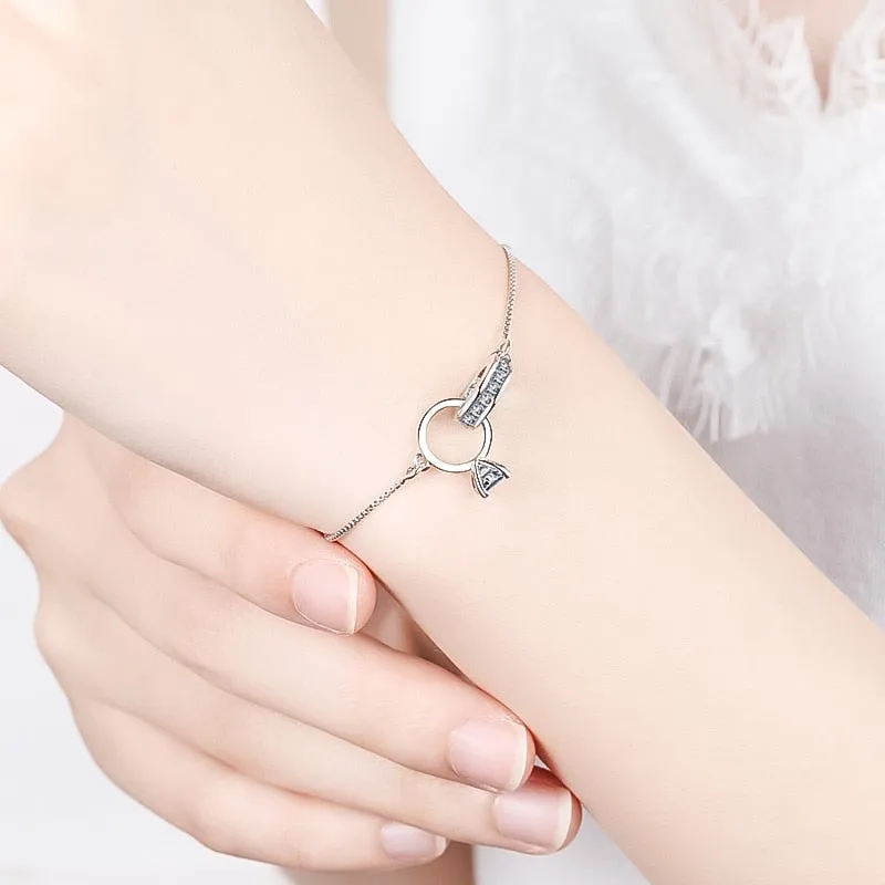 Premium Quality Silver Color Luxury Zircon Charm Bracelet & Bangle Fashion Party Wear Bracelet for Women & Girls