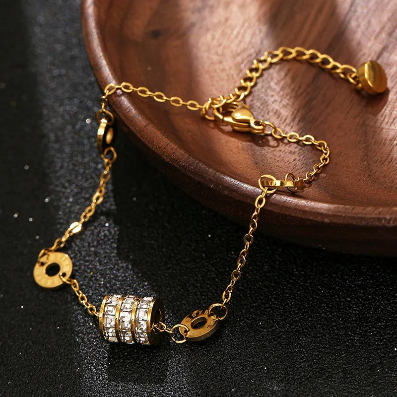 Premium Quality Zircon Circle Roman Digital Bracelet for Women's Party Jewelry