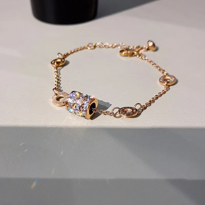 Premium Quality Zircon Circle Roman Digital Bracelet for Women's Party Jewelry