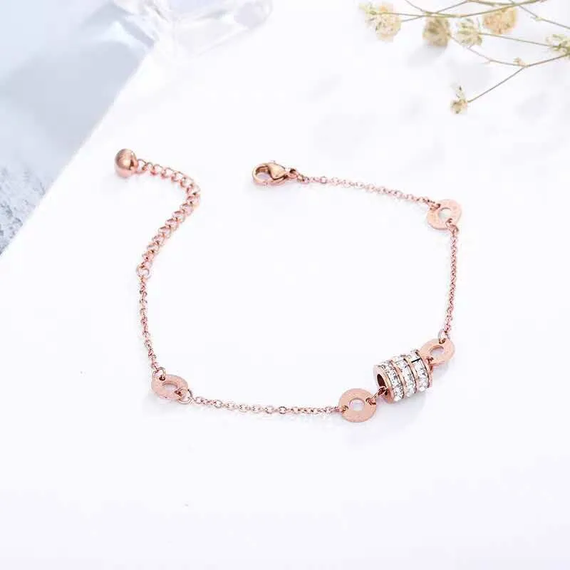 Premium Quality Zircon Circle Roman Digital Bracelet for Women's Party Jewelry