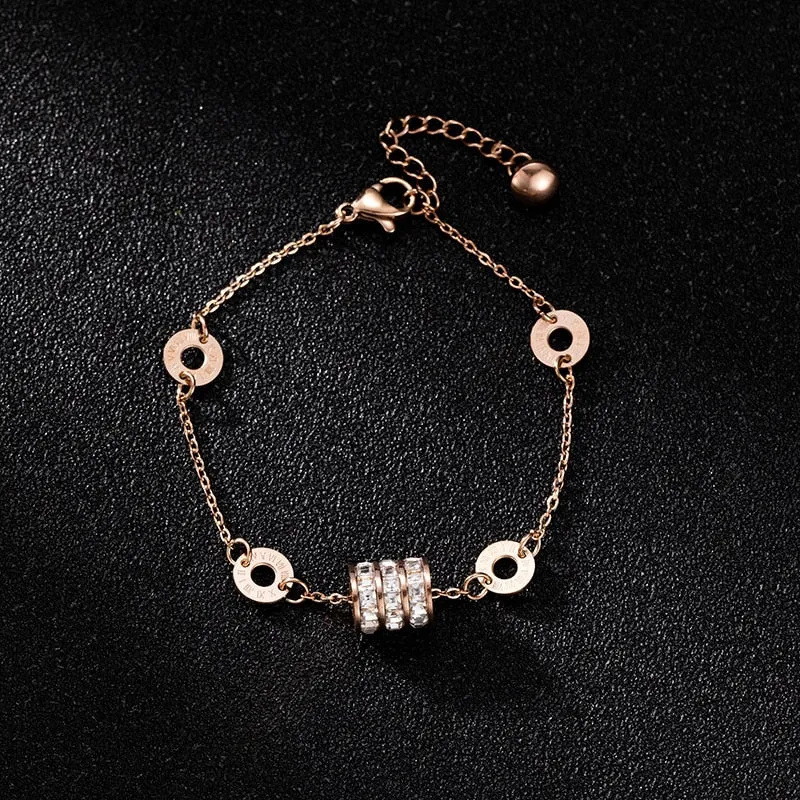 Premium Quality Zircon Circle Roman Digital Bracelet for Women's Party Jewelry