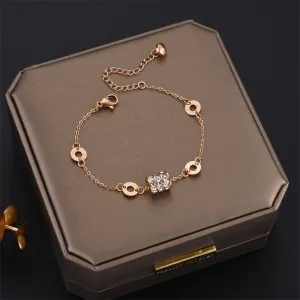 Premium Quality Zircon Circle Roman Digital Bracelet for Women's Party Jewelry