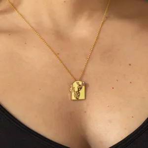 Prickly Pear Cactus Pendant Necklace in Gold