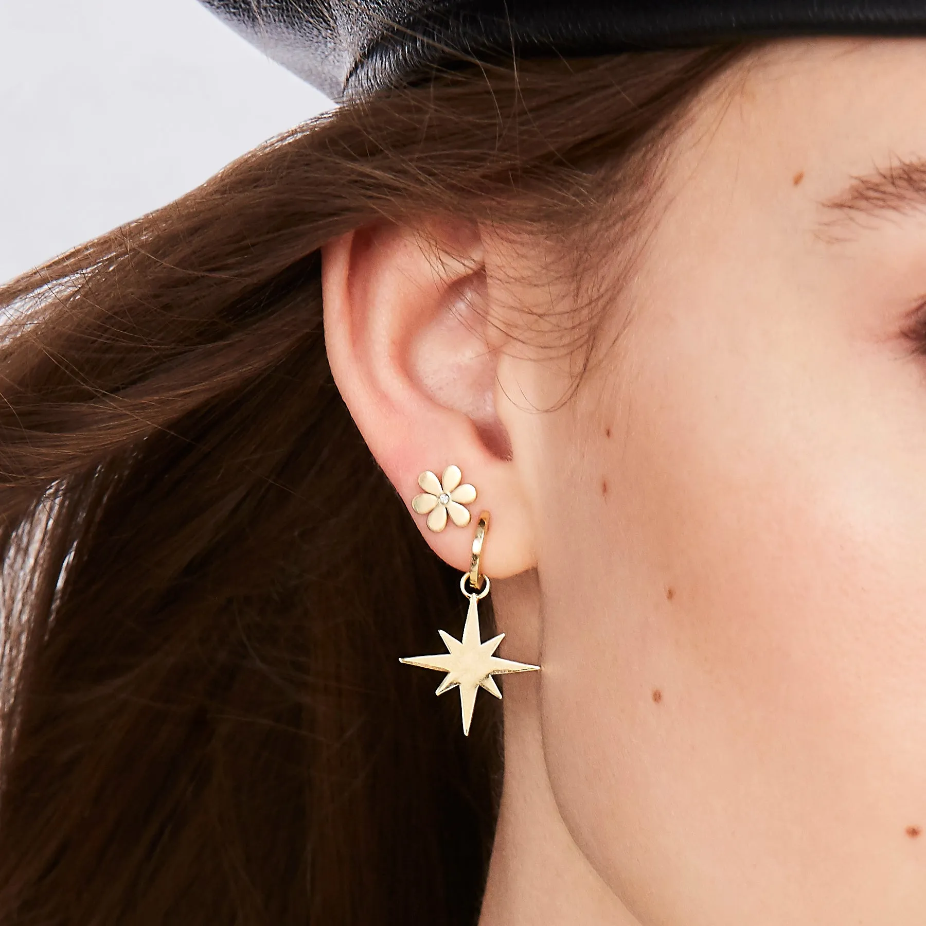 Pure Gold Starburst Charm Hoops