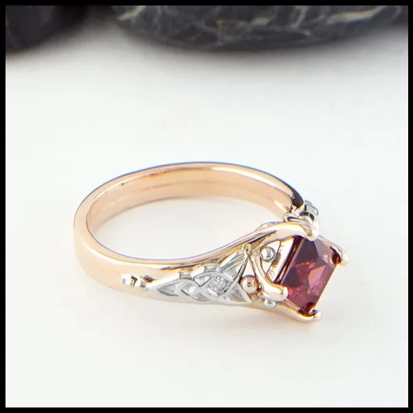 Purple Garnet Celtic Princess Ring