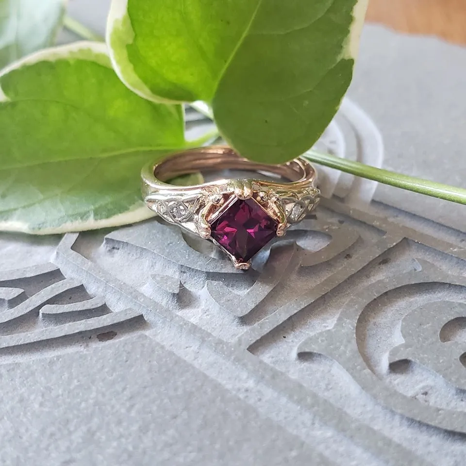 Purple Garnet Celtic Princess Ring