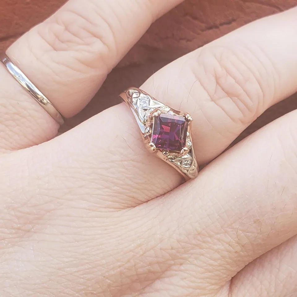 Purple Garnet Celtic Princess Ring