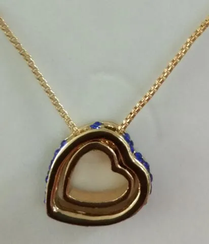 quality double Heart Pendant Sweater chain Necklace for women