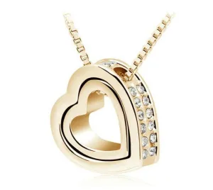 quality double Heart Pendant Sweater chain Necklace for women