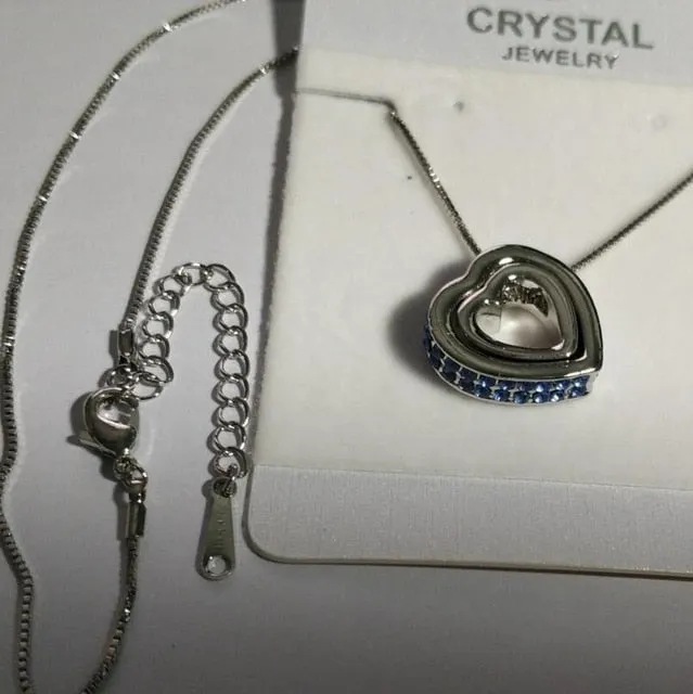 quality double Heart Pendant Sweater chain Necklace for women