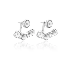 Radiant / Ear Jackets / Pearl   Silver By Silk & Steel
