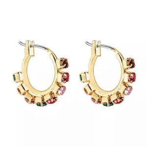 Rainbow Huggie Earrings with Cubic Zirconia Stones