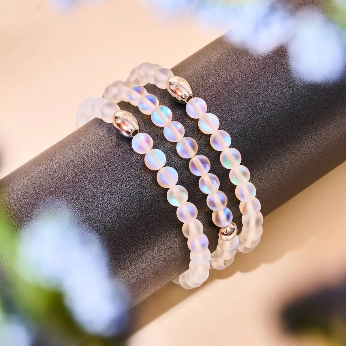 Rainbow White | .925 Sterling Silver | Mermaid Glass Bead Bracelet