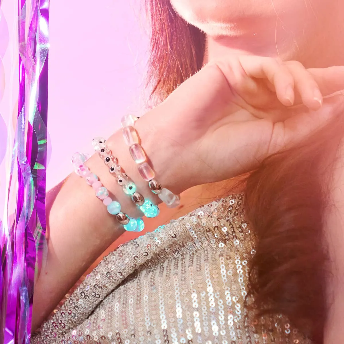 Rainbow White | .925 Sterling Silver | Mermaid Glass Pebble Bracelet