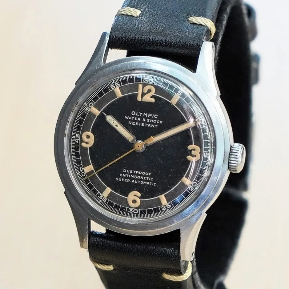 RARE 1940s OLYMPIC Super Automatic Watch Cal. Buren BAA 525 Bumper Automatic Wristwatch