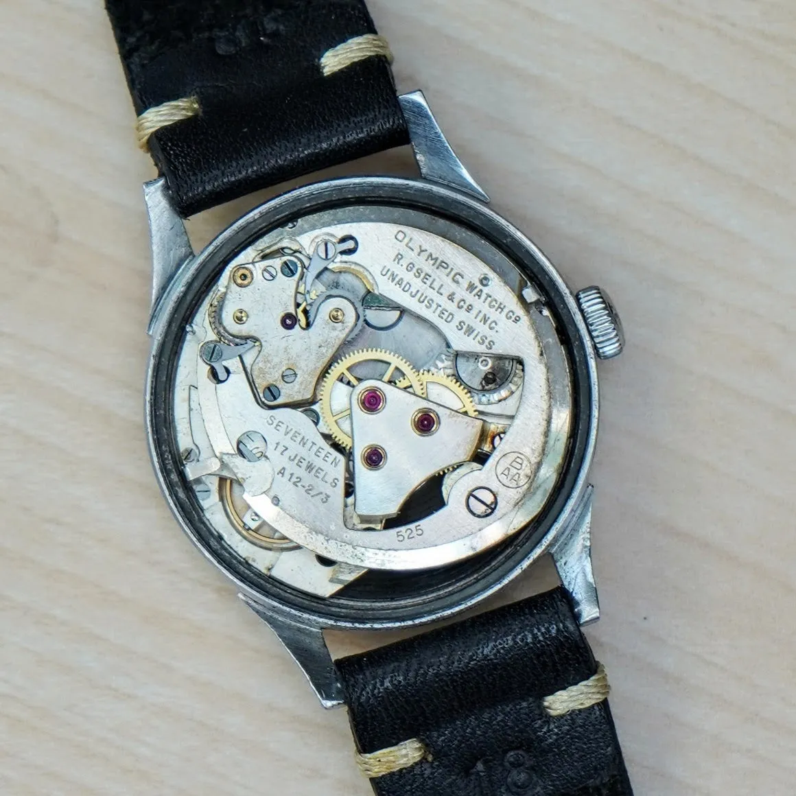 RARE 1940s OLYMPIC Super Automatic Watch Cal. Buren BAA 525 Bumper Automatic Wristwatch