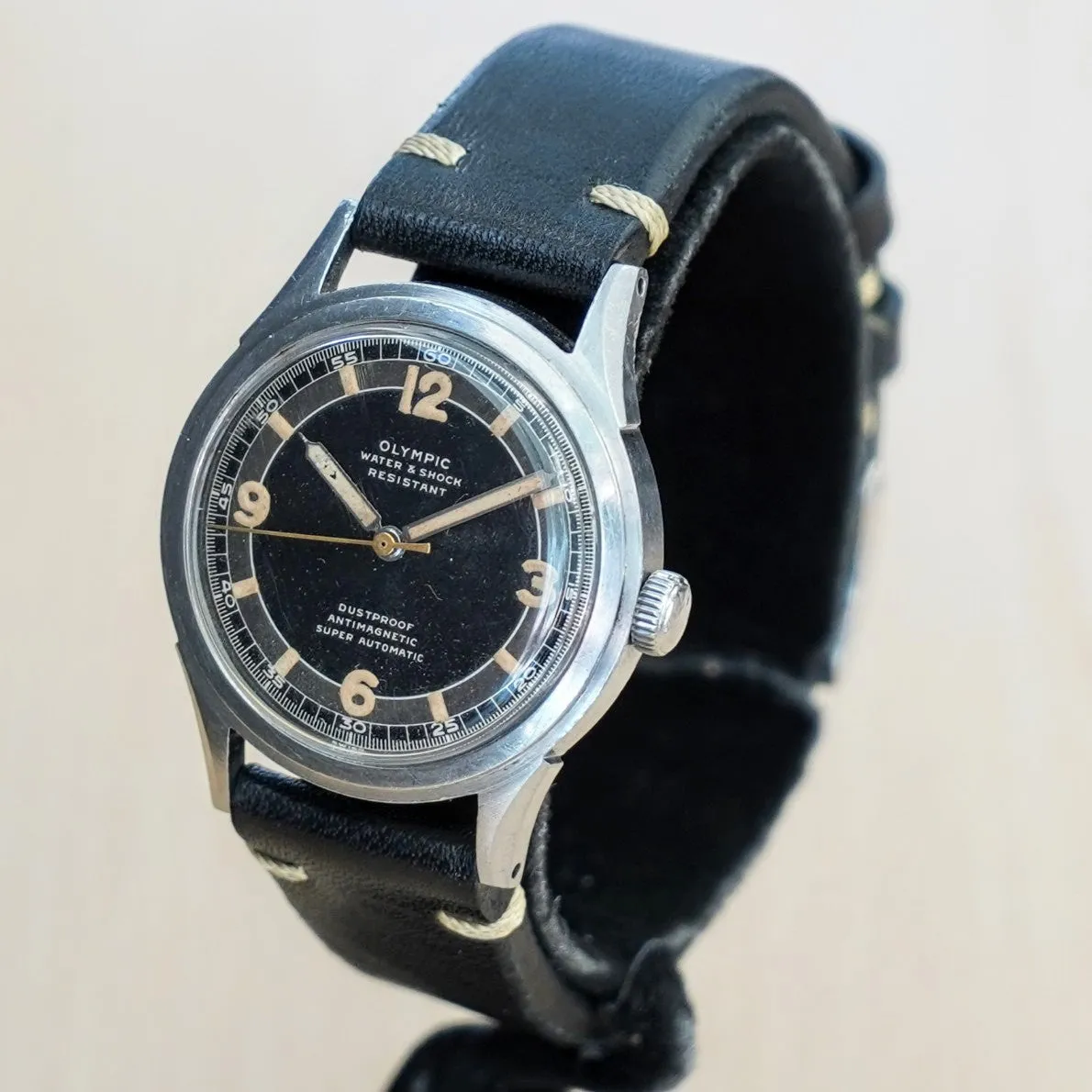 RARE 1940s OLYMPIC Super Automatic Watch Cal. Buren BAA 525 Bumper Automatic Wristwatch