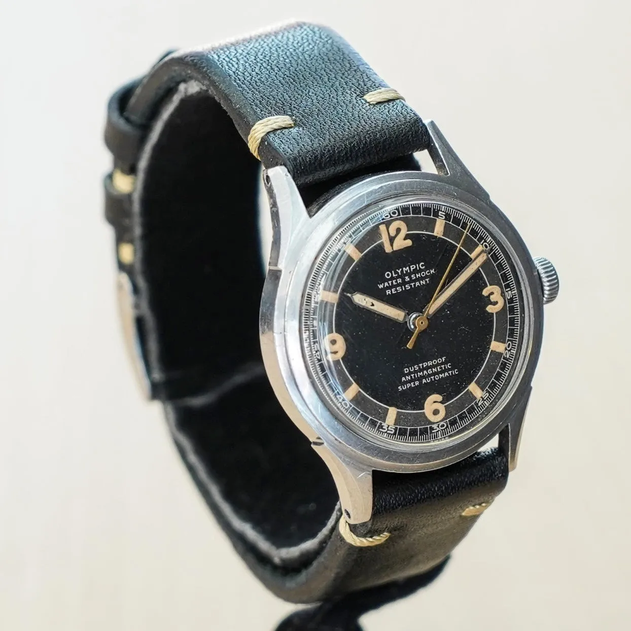 RARE 1940s OLYMPIC Super Automatic Watch Cal. Buren BAA 525 Bumper Automatic Wristwatch