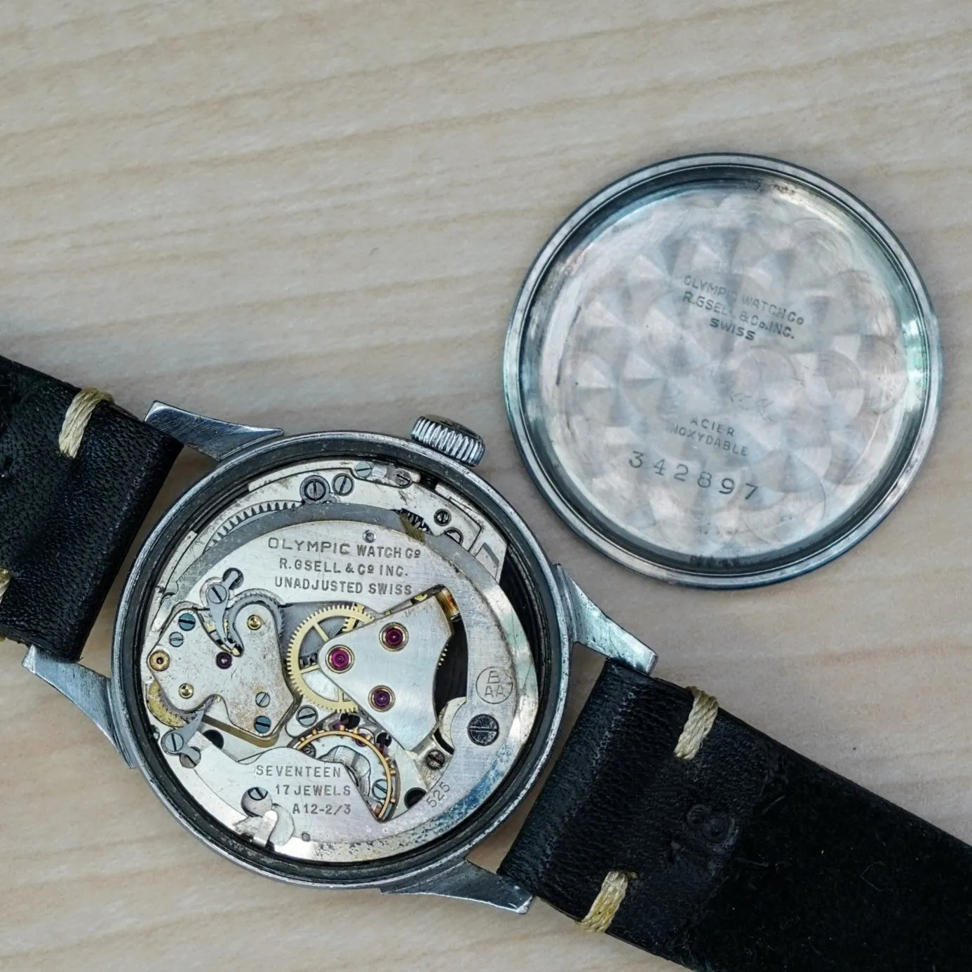 RARE 1940s OLYMPIC Super Automatic Watch Cal. Buren BAA 525 Bumper Automatic Wristwatch