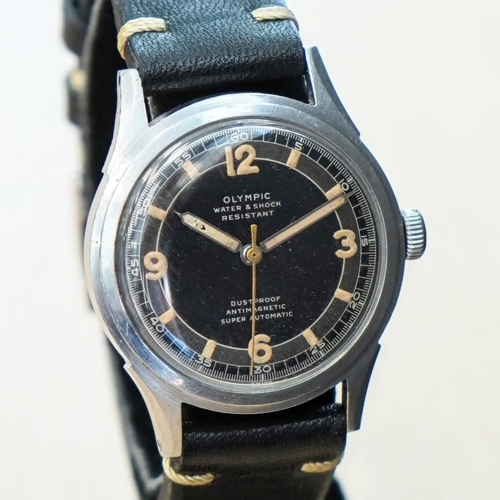 RARE 1940s OLYMPIC Super Automatic Watch Cal. Buren BAA 525 Bumper Automatic Wristwatch