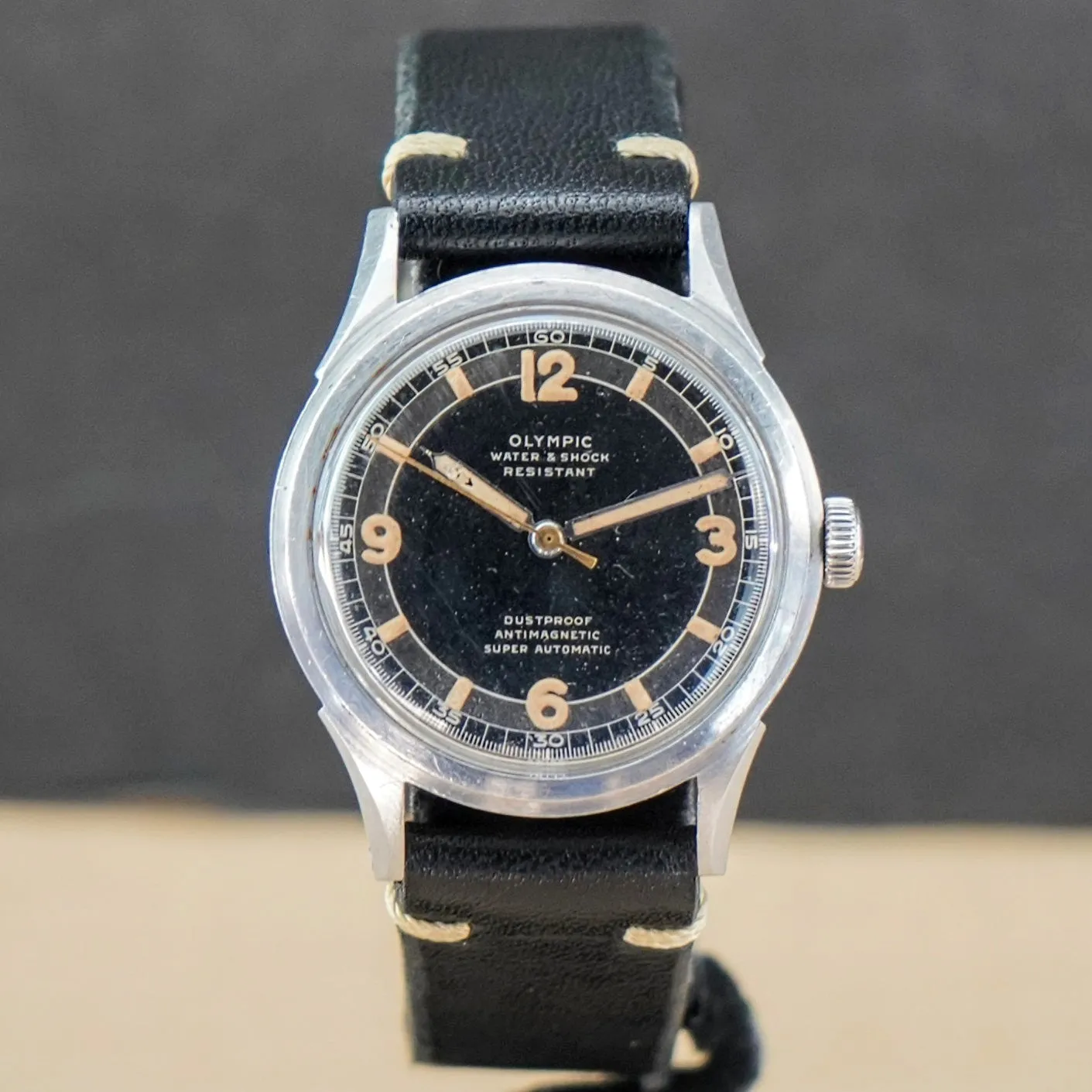 RARE 1940s OLYMPIC Super Automatic Watch Cal. Buren BAA 525 Bumper Automatic Wristwatch