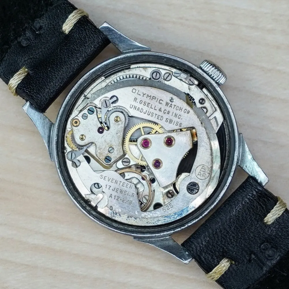 RARE 1940s OLYMPIC Super Automatic Watch Cal. Buren BAA 525 Bumper Automatic Wristwatch
