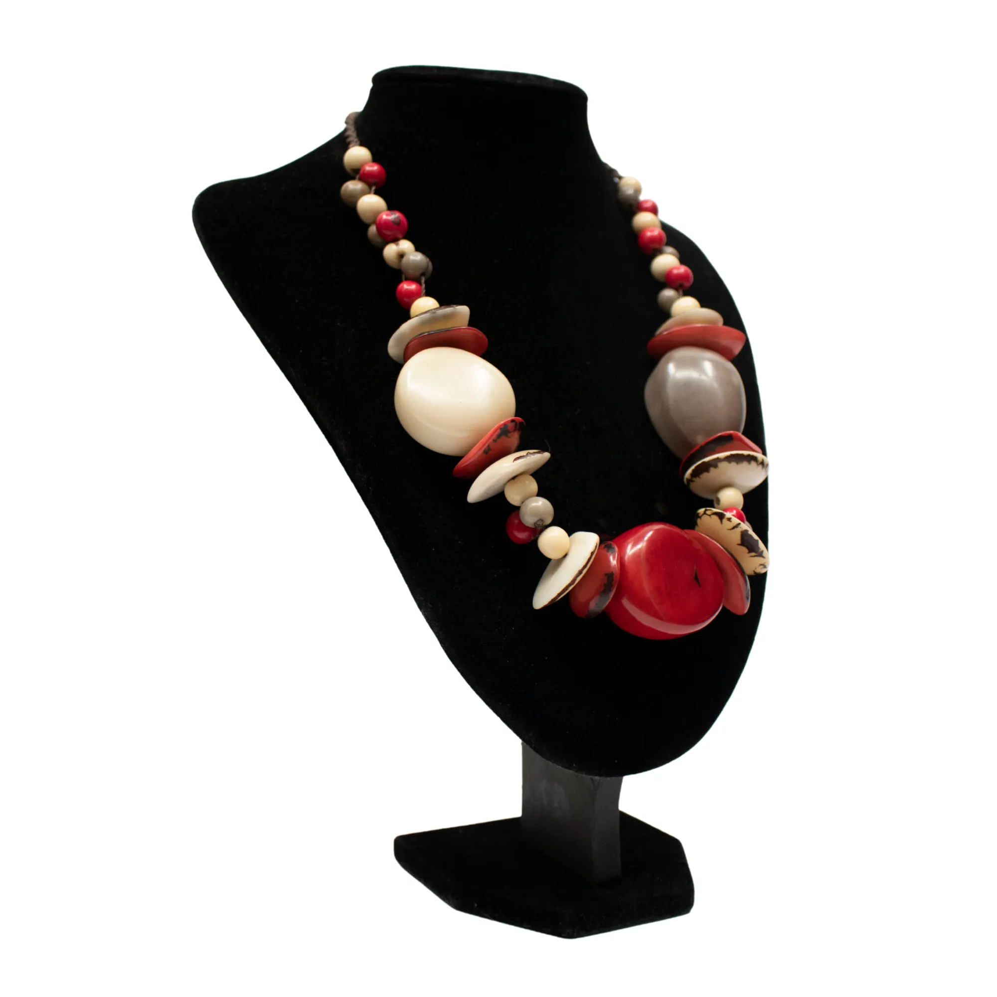 Red and White Tagua Necklace