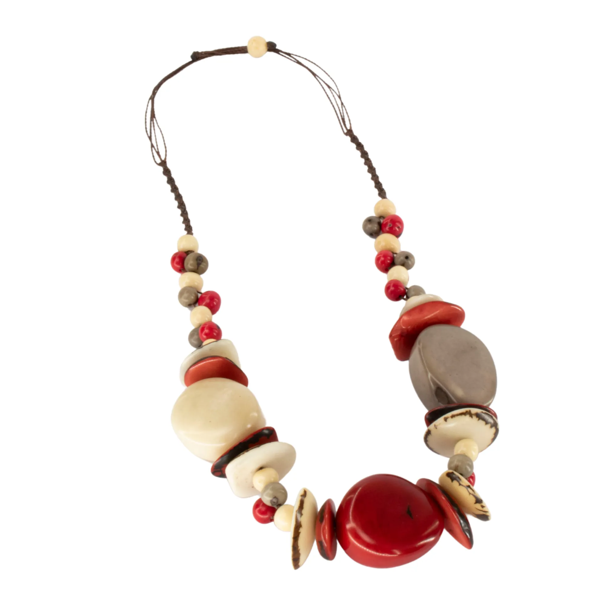 Red and White Tagua Necklace