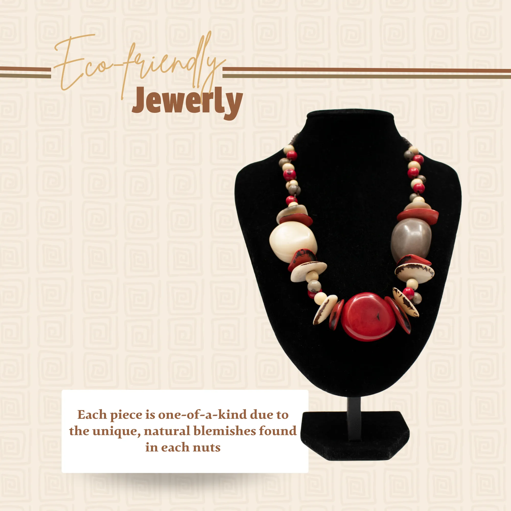 Red and White Tagua Necklace